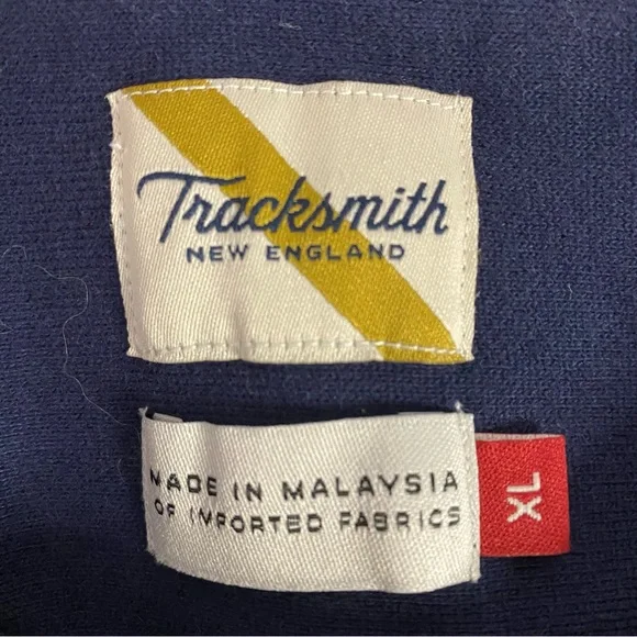 Tracksmith Navy Crewneck Sweater with Orange Detail - Picture 4 of 4